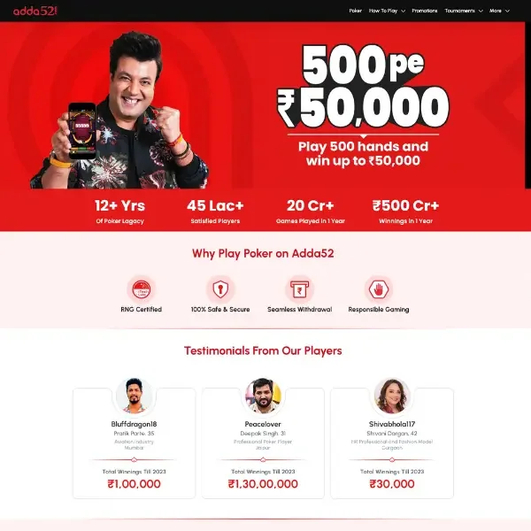 Adda52 website